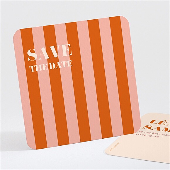 Save the Date mariage Orange et fuchsia réf.N301664