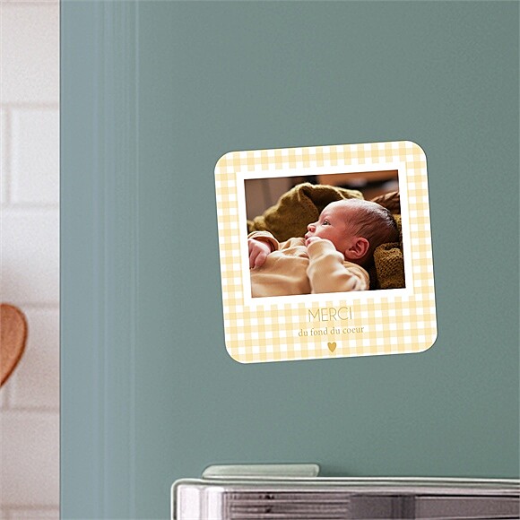 Remerciement naissance Jaune vichy réf.N3002240