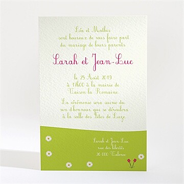 Faire-part mariage notre belle famille - Dos du faire-part