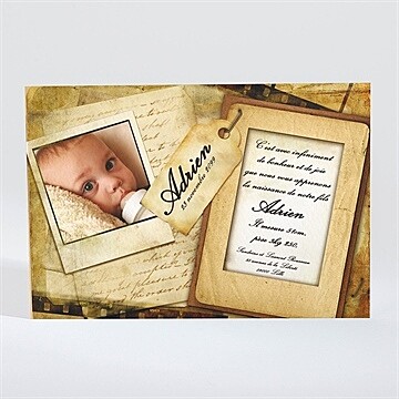 Faire-part naissance vieux parchemin vintage