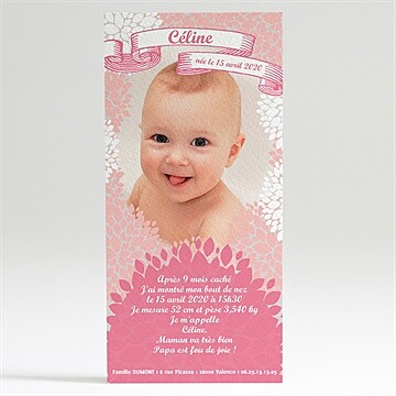 Faire-part naissance rose et fun