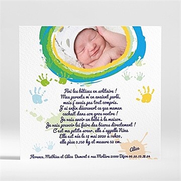 Faire-part naissance carte naissance photo souvenir - Dos du faire-part