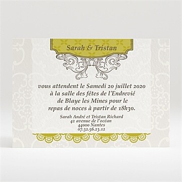 Carton d'invitation mariage réf. N12082