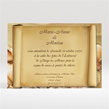 Carton d'invitation mariage parchemin vintage