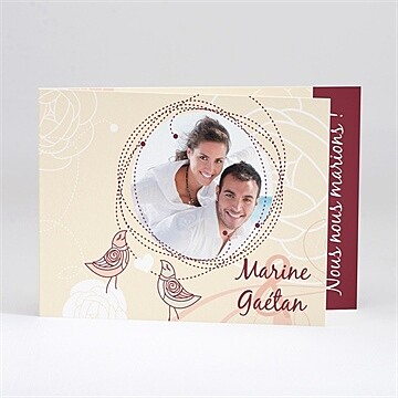 Faire-part mariage original beige photo