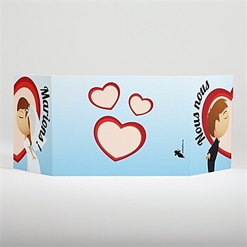 Faire-part mariage illustrations mariés comiques - Dos du faire-part