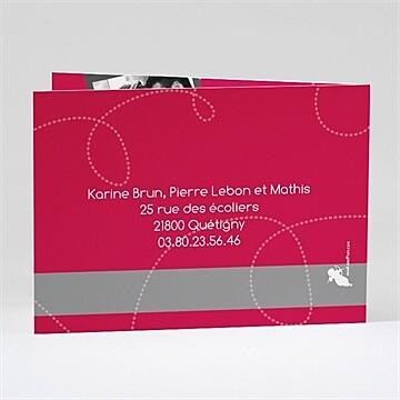 Faire-part mariage framboise et gris photo - Dos du faire-part