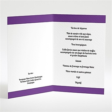 Menu mariage jolies rayures violettes - Intérieur du menu