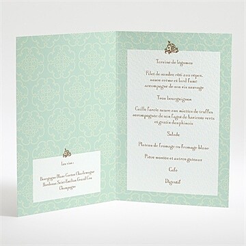 Menu mariage mariage baroque et fantaisie - Intérieur du menu