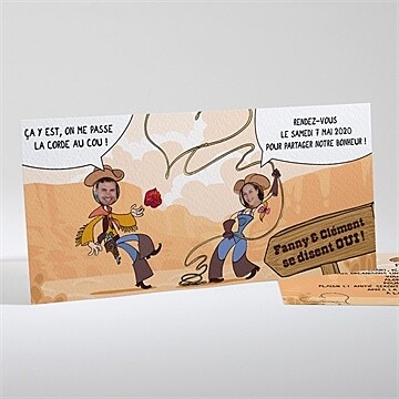 Faire-part mariage far west humour