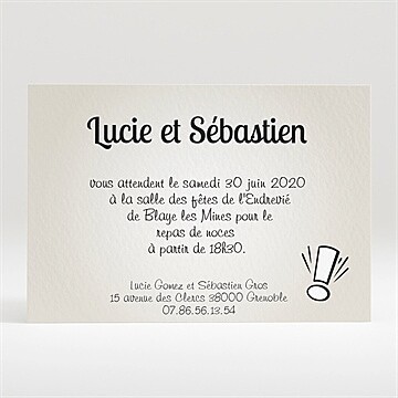 Carton d'invitation mariage réf. N120166
