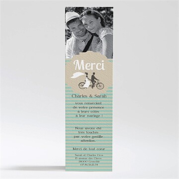 Remerciement mariage deux mariés à vélo
