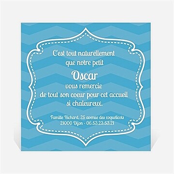 Remerciement naissance bleu et photos