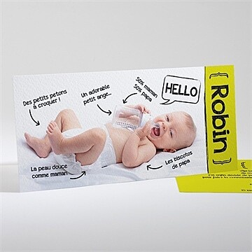 Faire-part naissance pictogrammes sur photo
