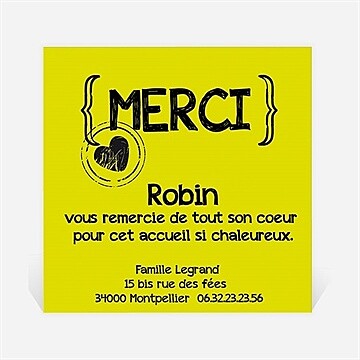 Remerciement naissance pictogrammes sur photo