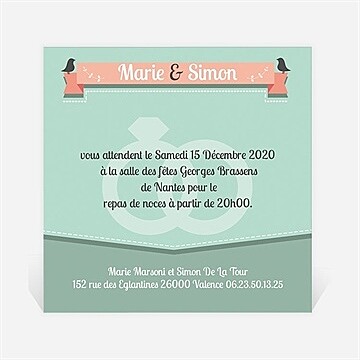 Carton d'invitation mariage réf. N30094
