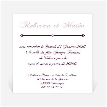 Carton d'invitation mariage réf. N30096