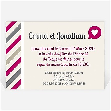 Carton d'invitation mariage réf. N120185