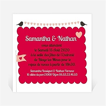 Carton d'invitation mariage réf. N300102