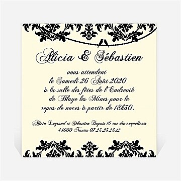 Carton d'invitation mariage réf. N300111