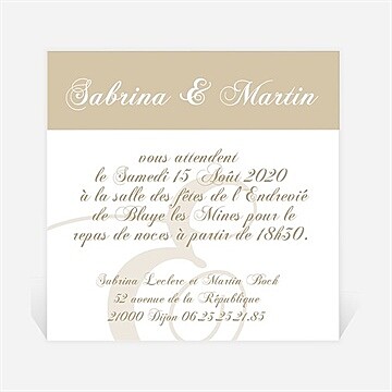 Carton d'invitation mariage réf. N300115