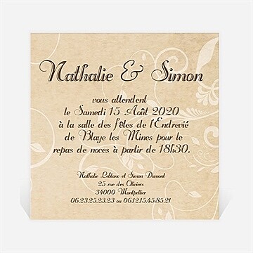 Carton d'invitation mariage réf. N300114