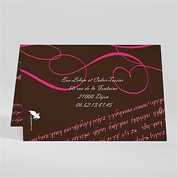 Faire-part mariage symboles d'amour - Dos du faire-part