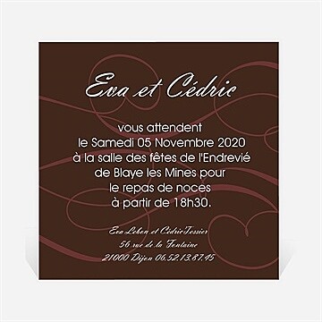 Carton d'invitation mariage réf. N300127