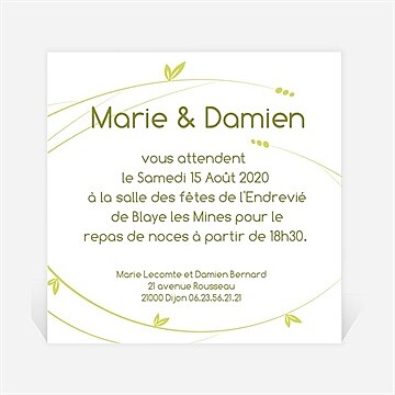 Carton d'invitation mariage réf. N300118
