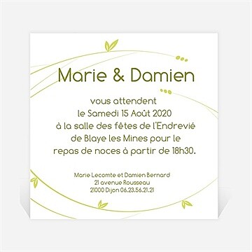 Carton d'invitation mariage moderne et printanier