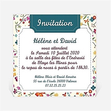 Carton d'invitation mariage réf. N300155