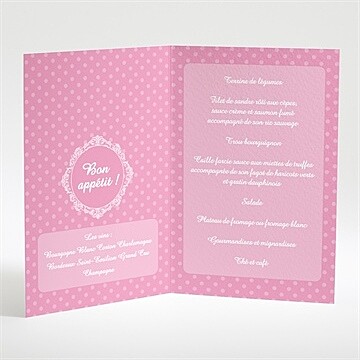 Menu communion mon cadre rose - Intérieur du menu