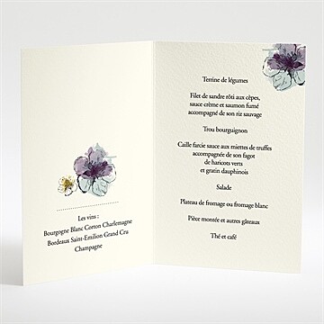 Menu mariage farandole fleurie - Intérieur du menu