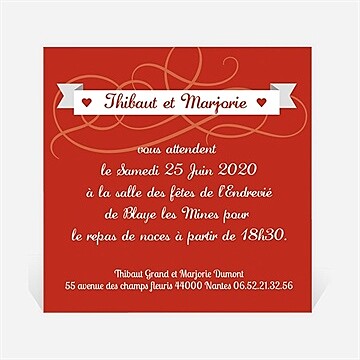 Carton d'invitation mariage réf. N300160