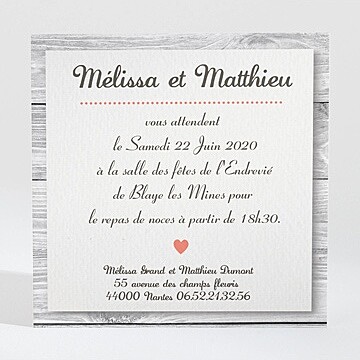 Carton d'invitation mariage réf. N300161