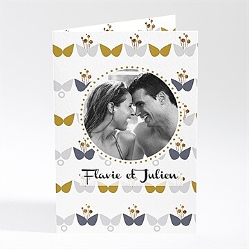 Faire-part mariage motifs papillon vintage
