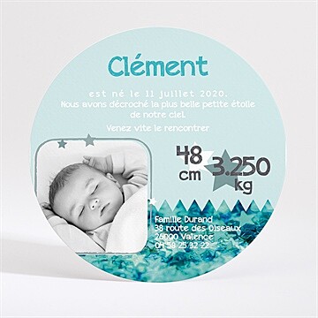Faire-part naissance carte originale verte - Dos du faire-part