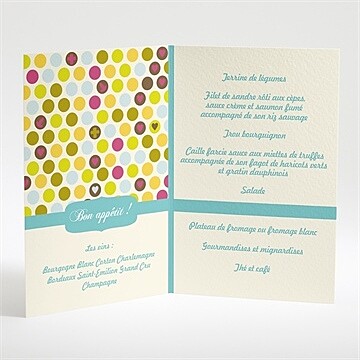 Menu baptême confettis et petis pois - Intérieur du menu