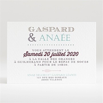 Carton d'invitation mariage réf. N120276