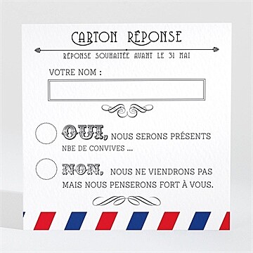 Carton réponse mariage destination bonheur