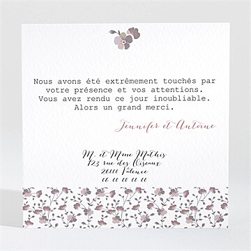 Remerciement mariage liberty romantique - Dos de la carte