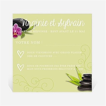Carton réponse mariage zen et naturel