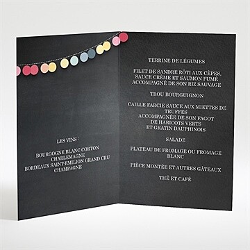 Menu mariage ardoise créative - Intérieur du menu