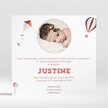 Faire-part naissance autour de bébé - Dos du faire-part
