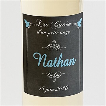 Etiquette de bouteille baptême ange et ardoise