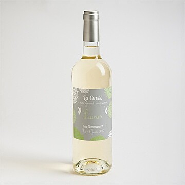 Etiquette de bouteille communion cadre gris et lumière - Mise en situation