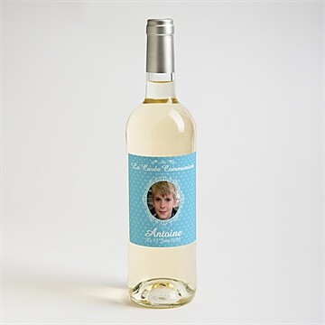 Etiquette de bouteille communion moderne et doux - Mise en situation