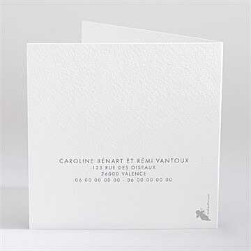 Faire-part mariage coeur et initiales - Dos du faire-part