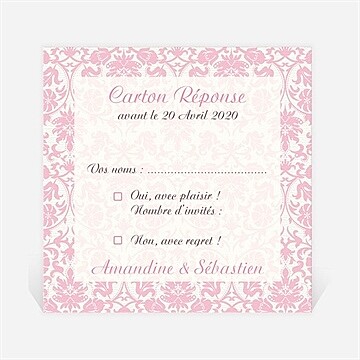 Carton réponse mariage motifs baroques