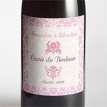 Etiquette de bouteille mariage motifs baroques
